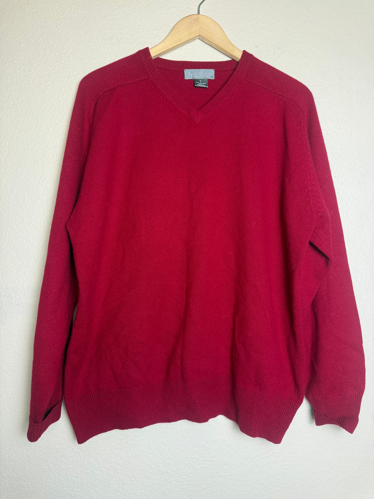 Daniel Cremieux 100% Cashmere L Red V-Neck Sweater
