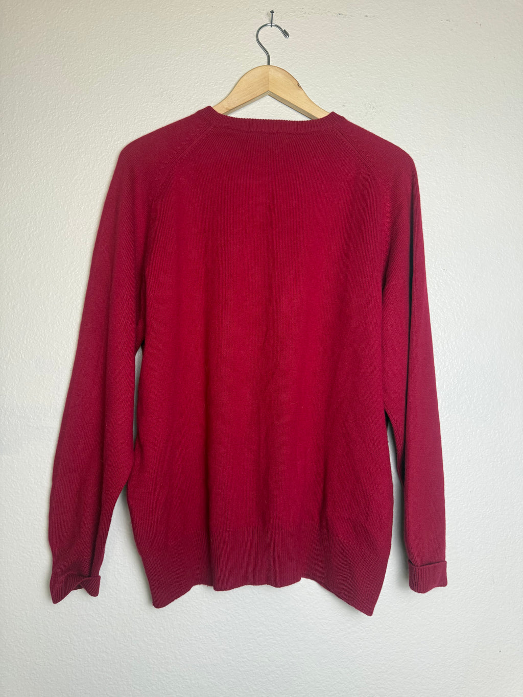 Daniel Cremieux 100% Cashmere L Red V-Neck Sweater