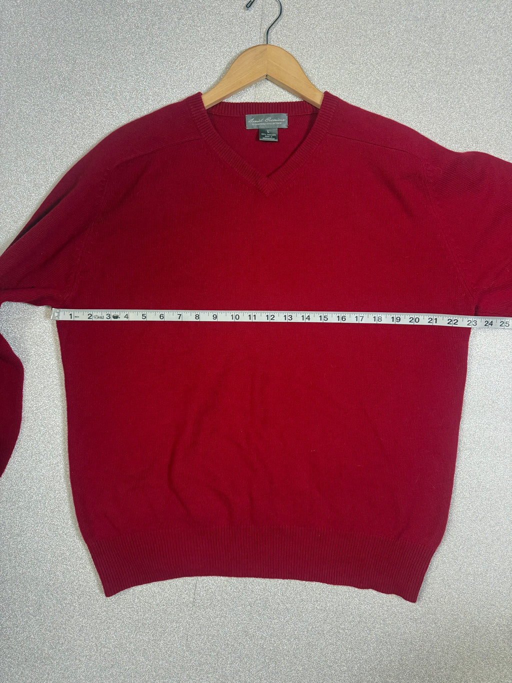 Daniel Cremieux 100% Cashmere L Red V-Neck Sweater
