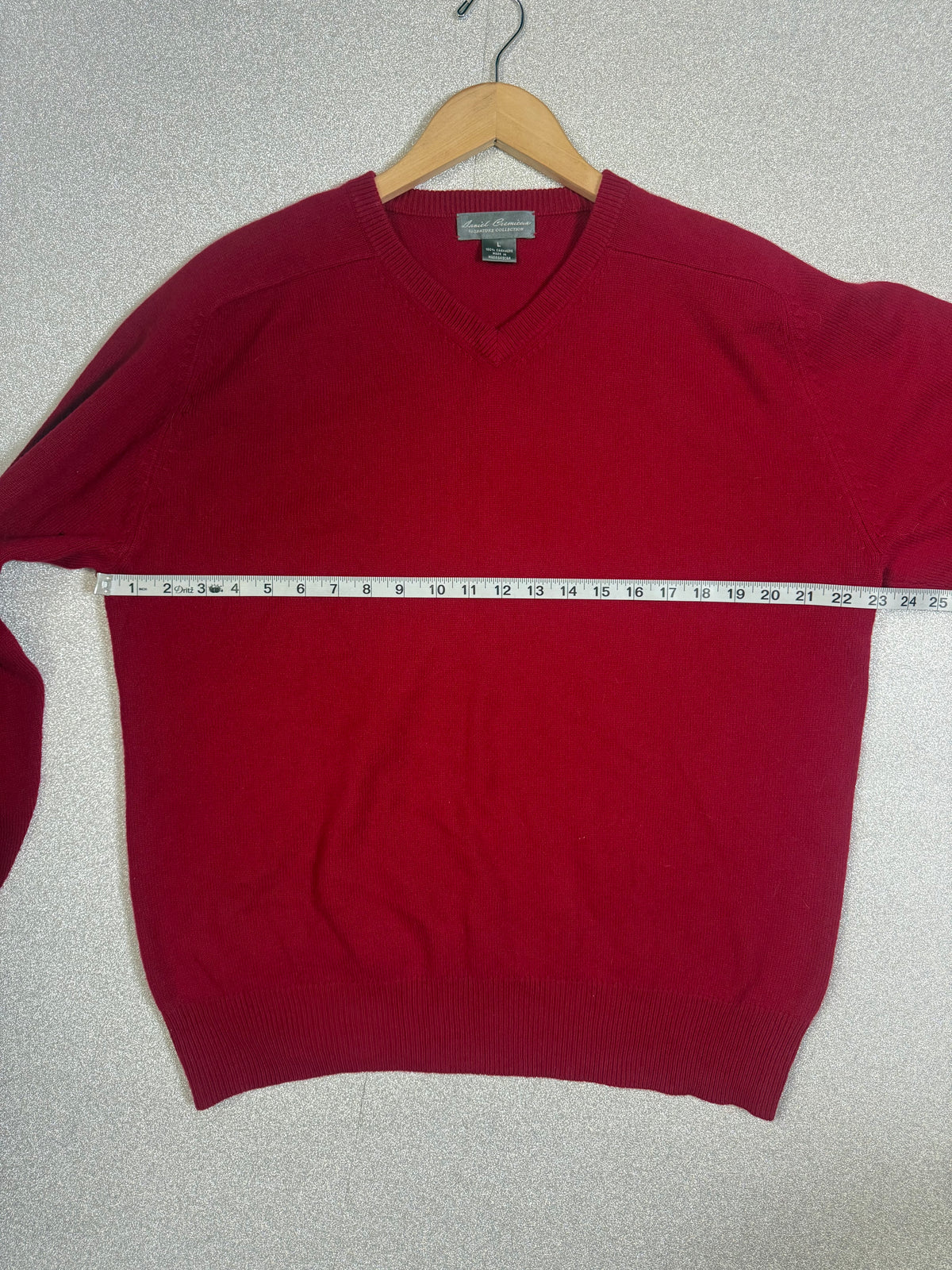 Daniel Cremieux 100% Cashmere L Red V-Neck Sweater