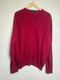 Crown & Ivy 95% Cotton 5% Cashmere L Red V-Neck Sweater