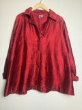 Anu 100% Silk XL Red Collared Button Down