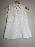 Ann Taylor 100% Silk Size 2 Off-White Collared Tank Top