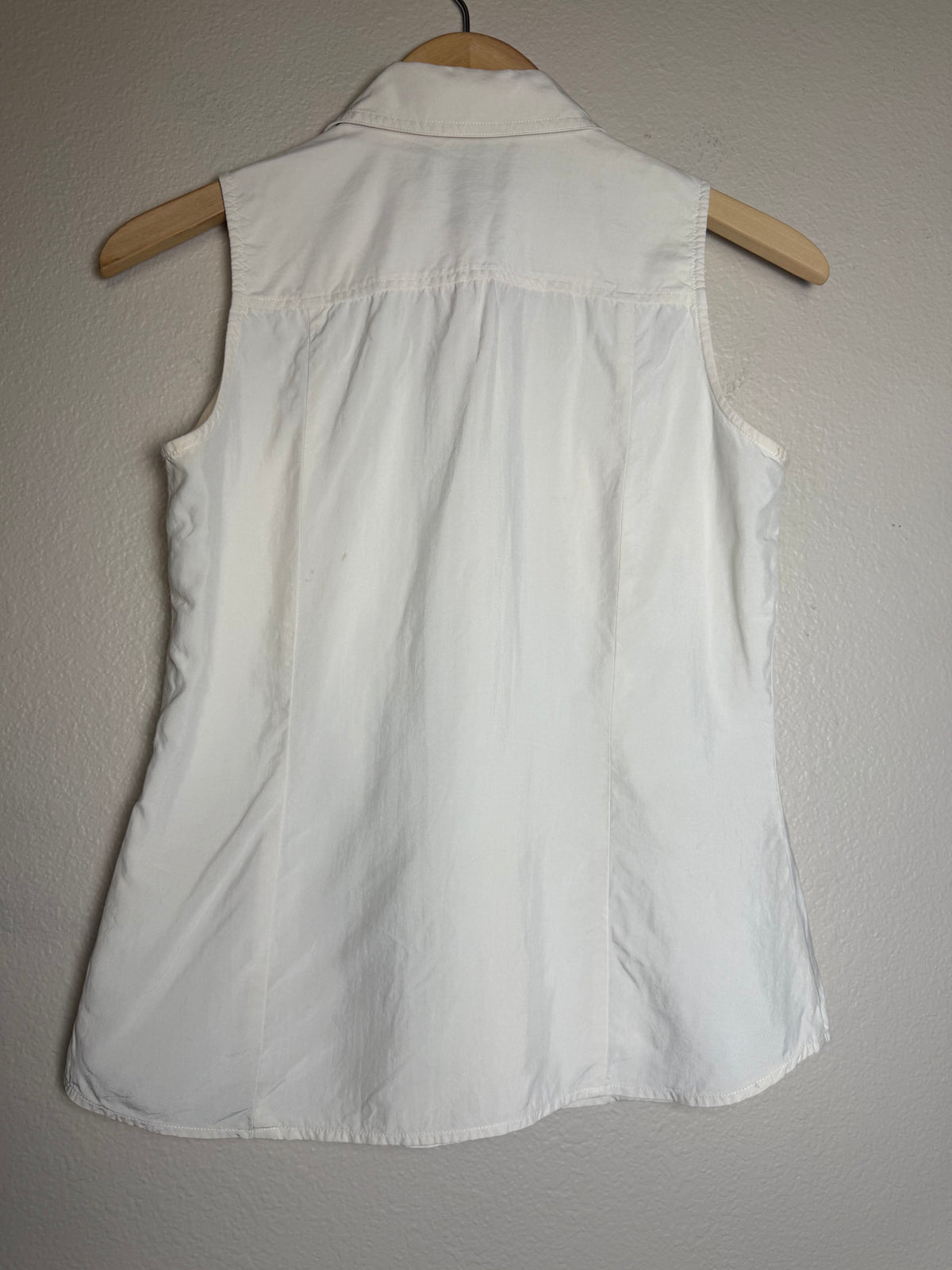 Ann Taylor 100% Silk Size 2 Off-White Collared Tank Top
