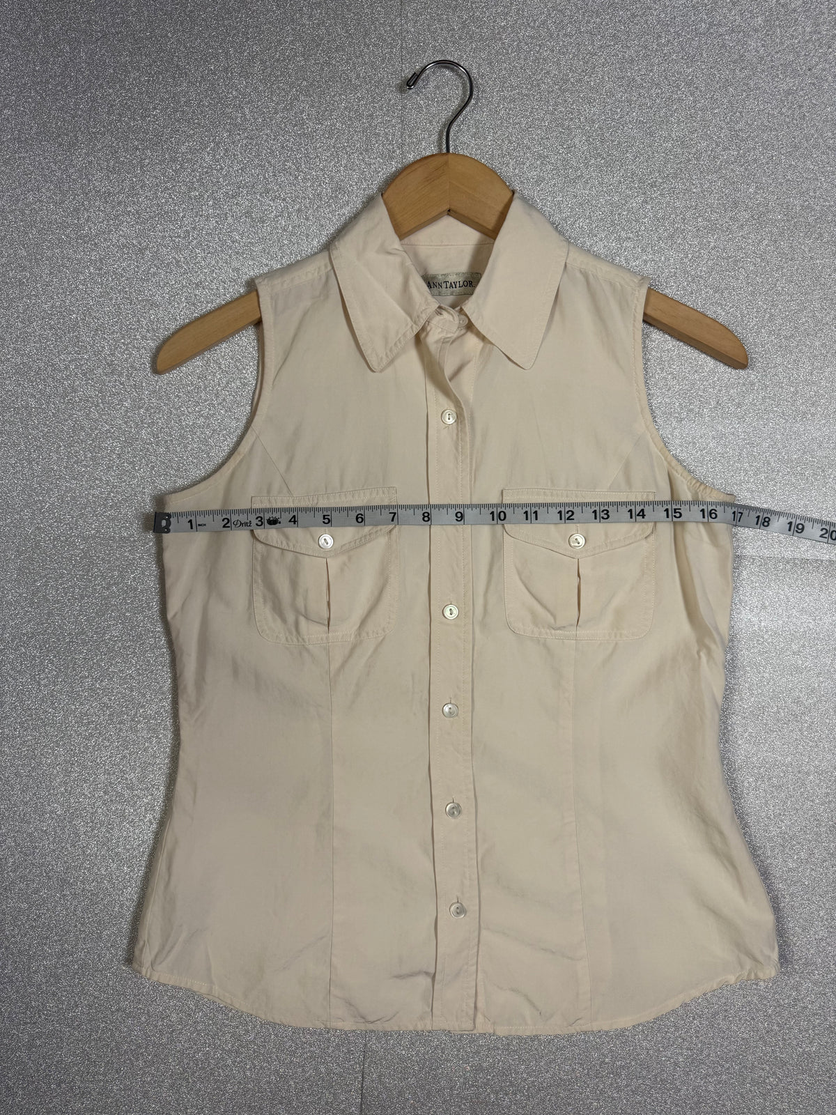 Ann Taylor 100% Silk Size 2 Off-White Collared Tank Top