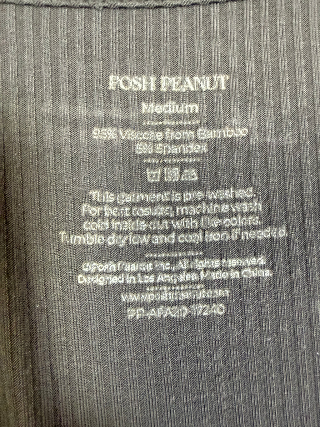 Posh Peanut 95% Viscose 5% Spandex M Grey Long Sleeve V-Neck