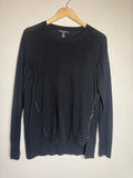 Kenneth Cole 75% Cotton 25% Modal M Black Sweater With Chain Detail