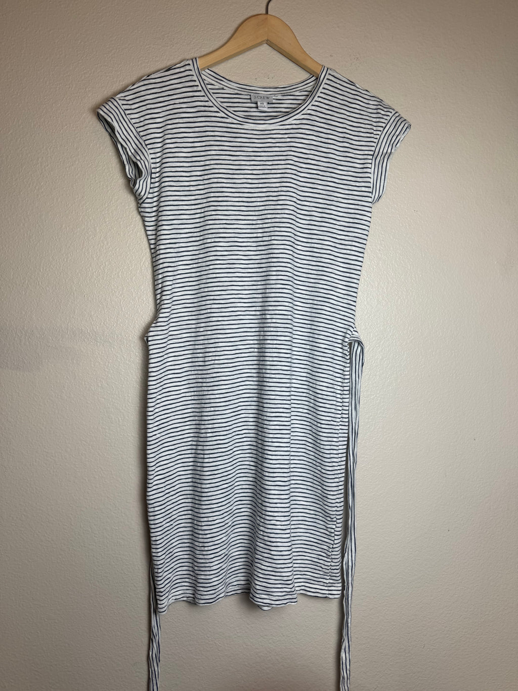 J. Crew 100% Cotton XS White and Black Striped Mini Dress