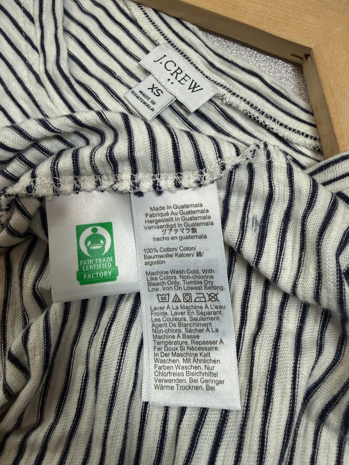 J. Crew 100% Cotton XS White and Black Striped Mini Dress