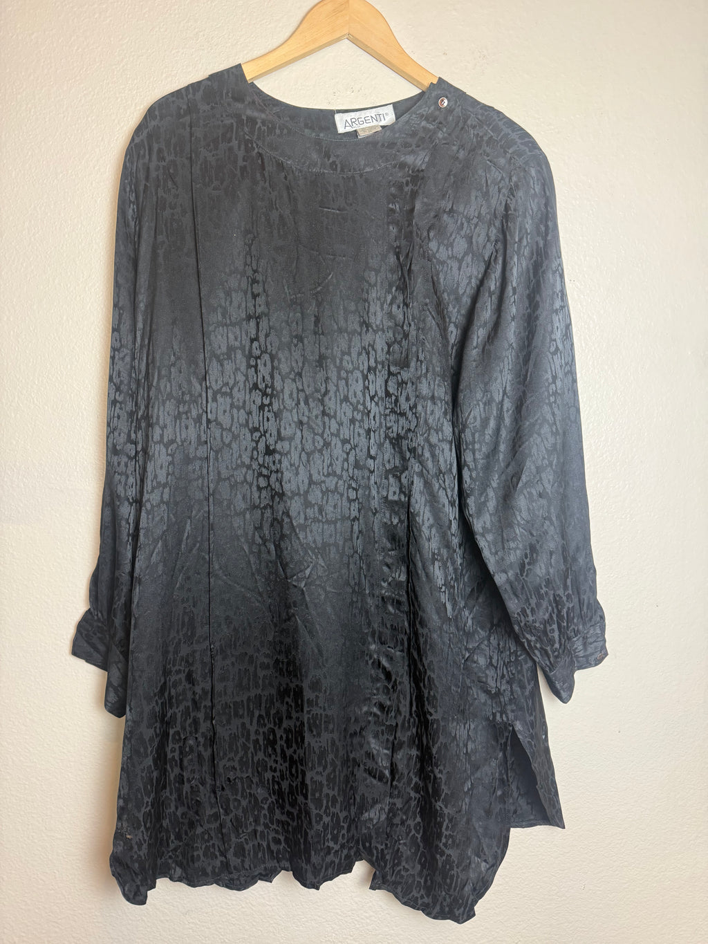 Argenti 100% Silk 2X Black Snake Print Tunic/Mini Dress