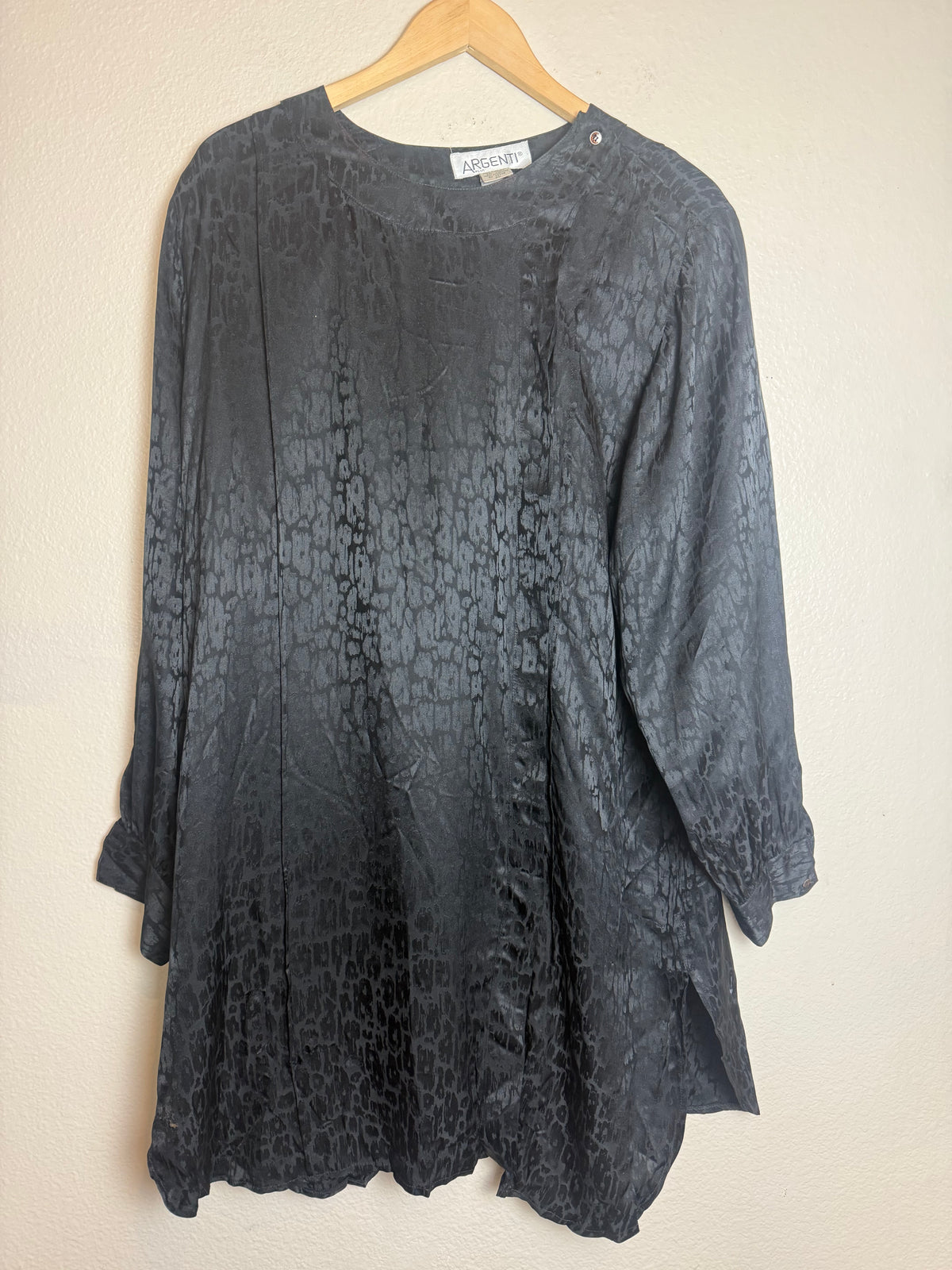 Argenti 100% Silk 2X Black Snake Print Tunic/Mini Dress