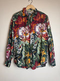 Copper Key 100% Silk M Floral Print Collared Button Down