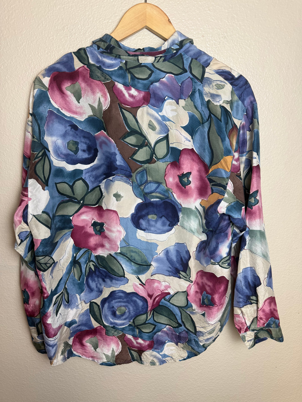 Copper Key 100% Silk S Floral Print Collared Button Down