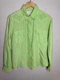 Ryan Michael 53% Silk 47% Cotton M Lime Green Peal Snap Button Down
