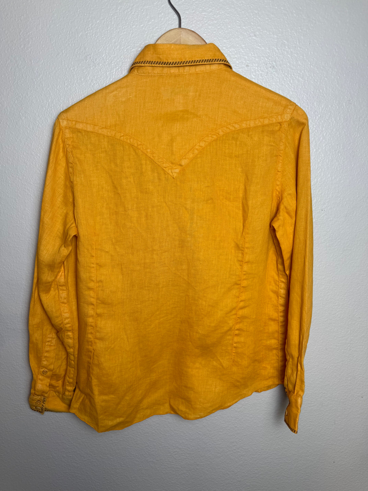 Ryan Michael 100% Linen M Mustard Yellow Button Down Shirt