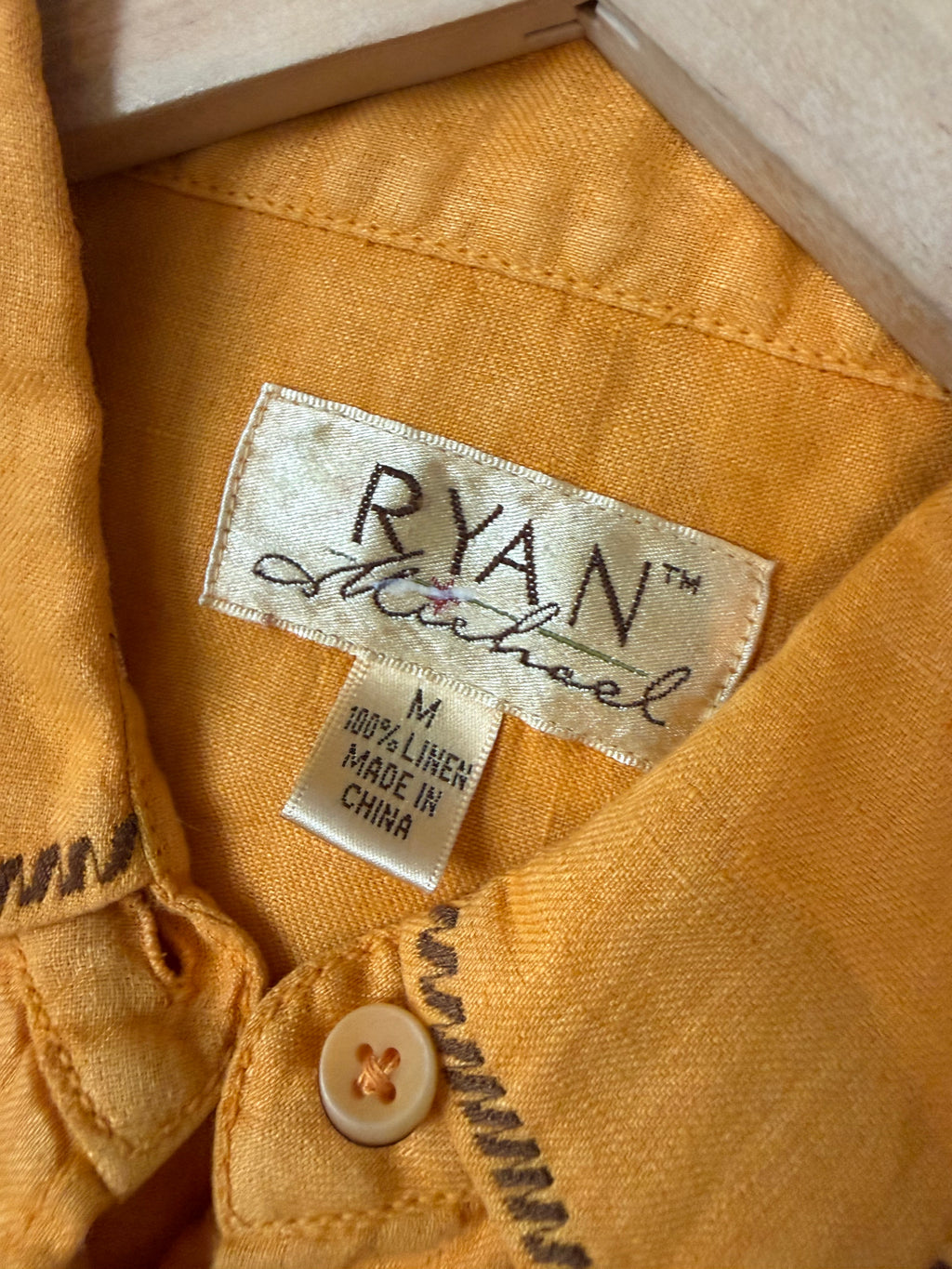 Ryan Michael 100% Linen M Mustard Yellow Button Down Shirt