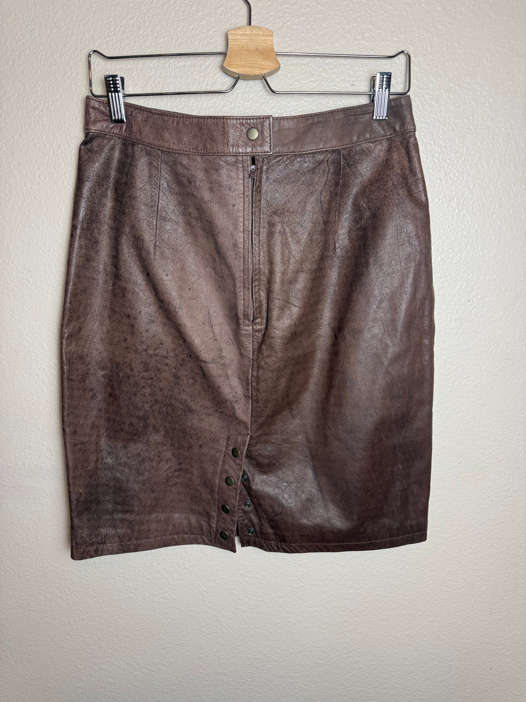 Global Identity 100% Leather Size 13/14 Distressed Brown Pencil Skirt