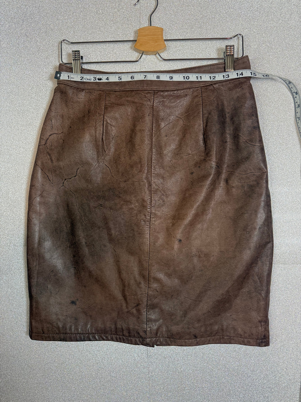 Global Identity 100% Leather Size 13/14 Distressed Brown Pencil Skirt