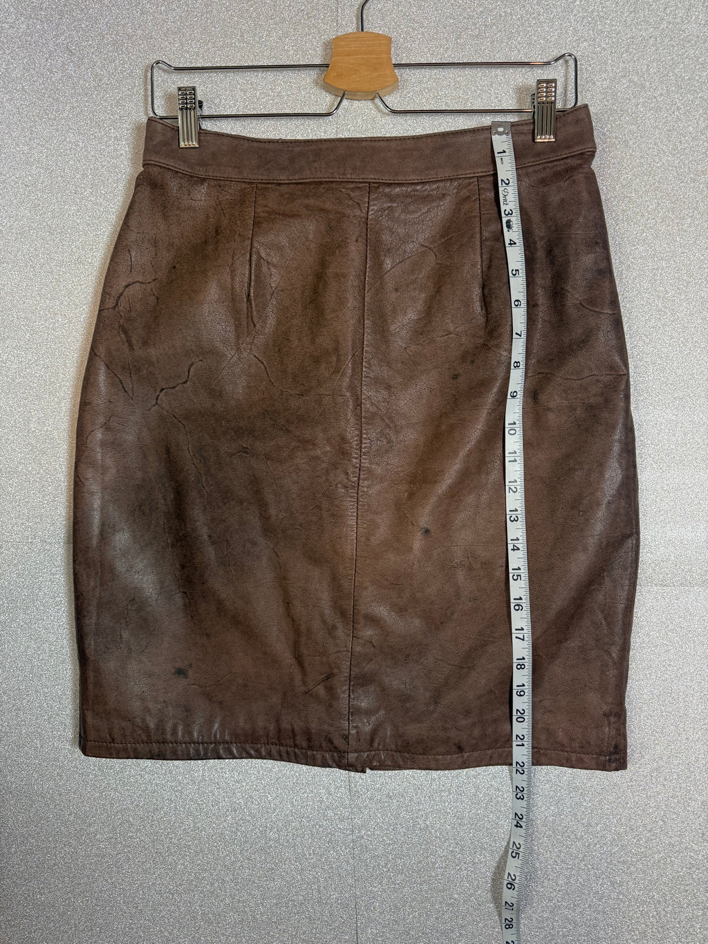 Global Identity 100% Leather Size 13/14 Distressed Brown Pencil Skirt