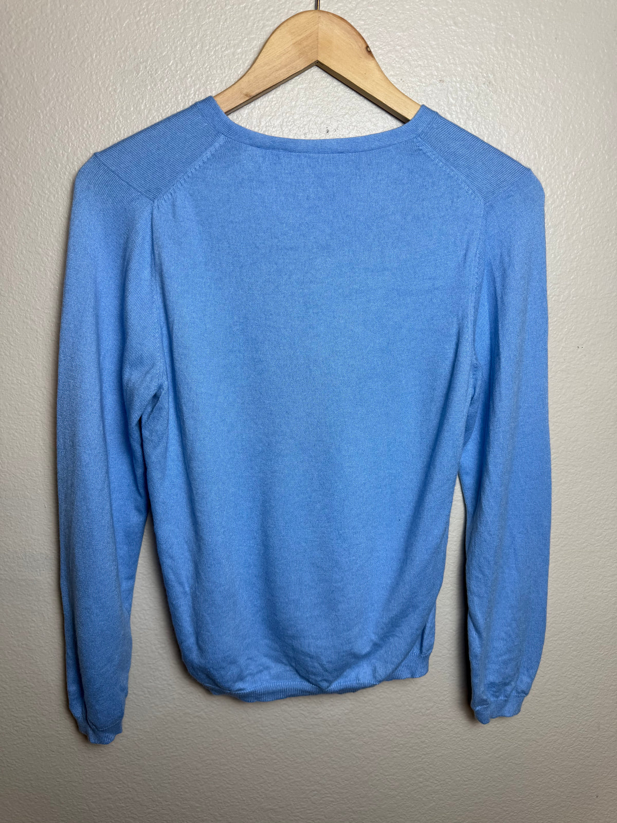 Liz Claiborne 50% Rayon 35% Cotton 15% Angora Rabbit Hair Light Blue Argyle Sweater