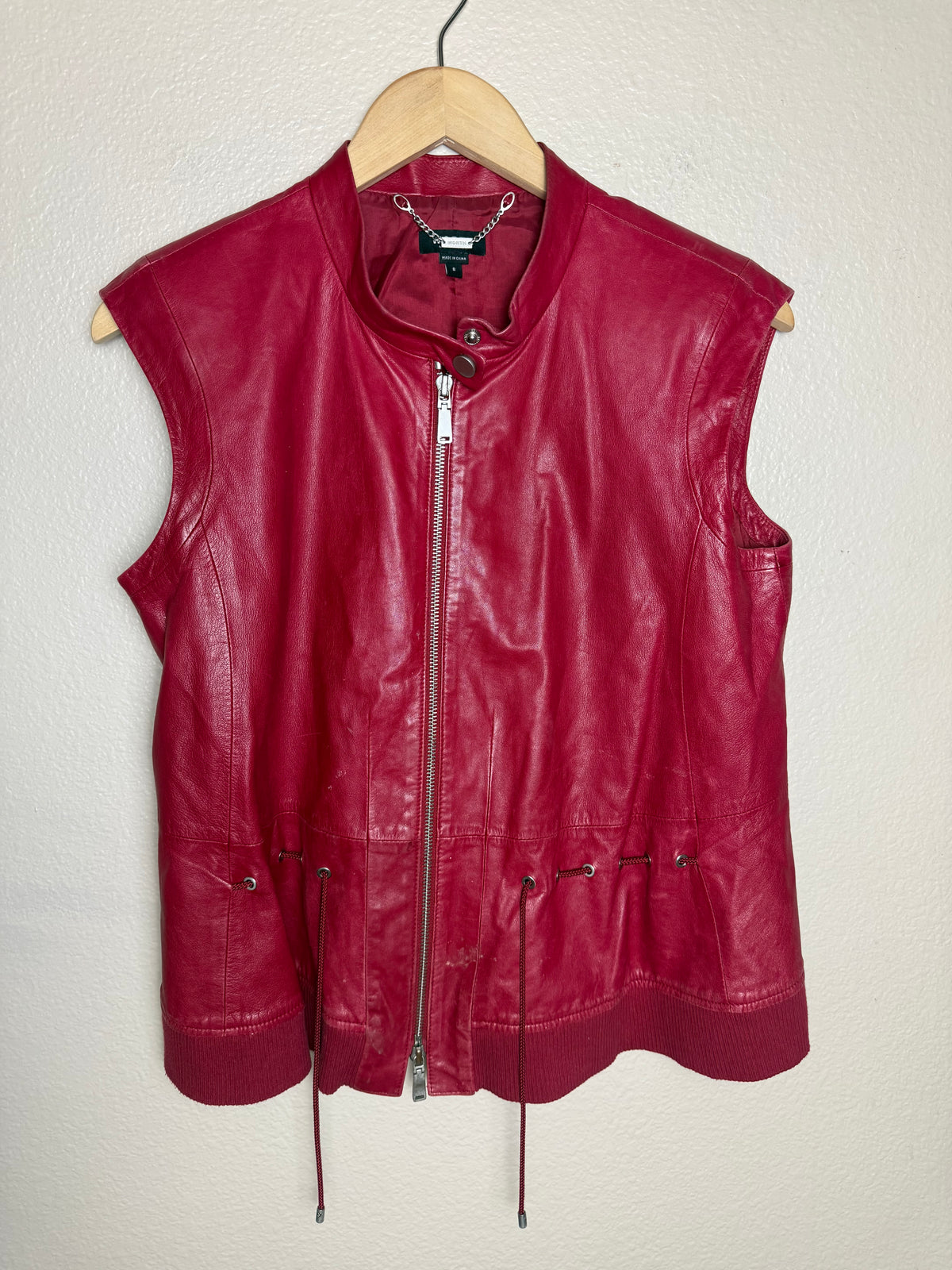 Worth 100% Leather S Red Zip Up Vest