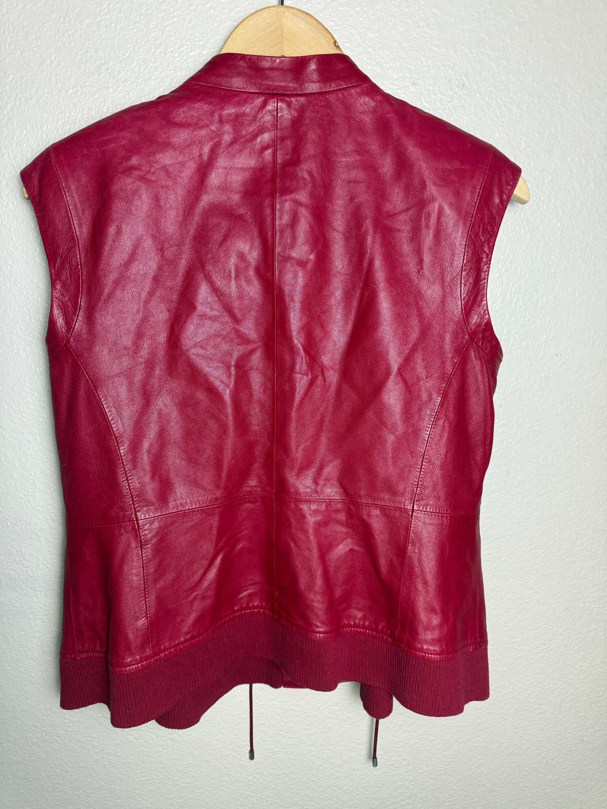 Worth 100% Leather S Red Zip Up Vest