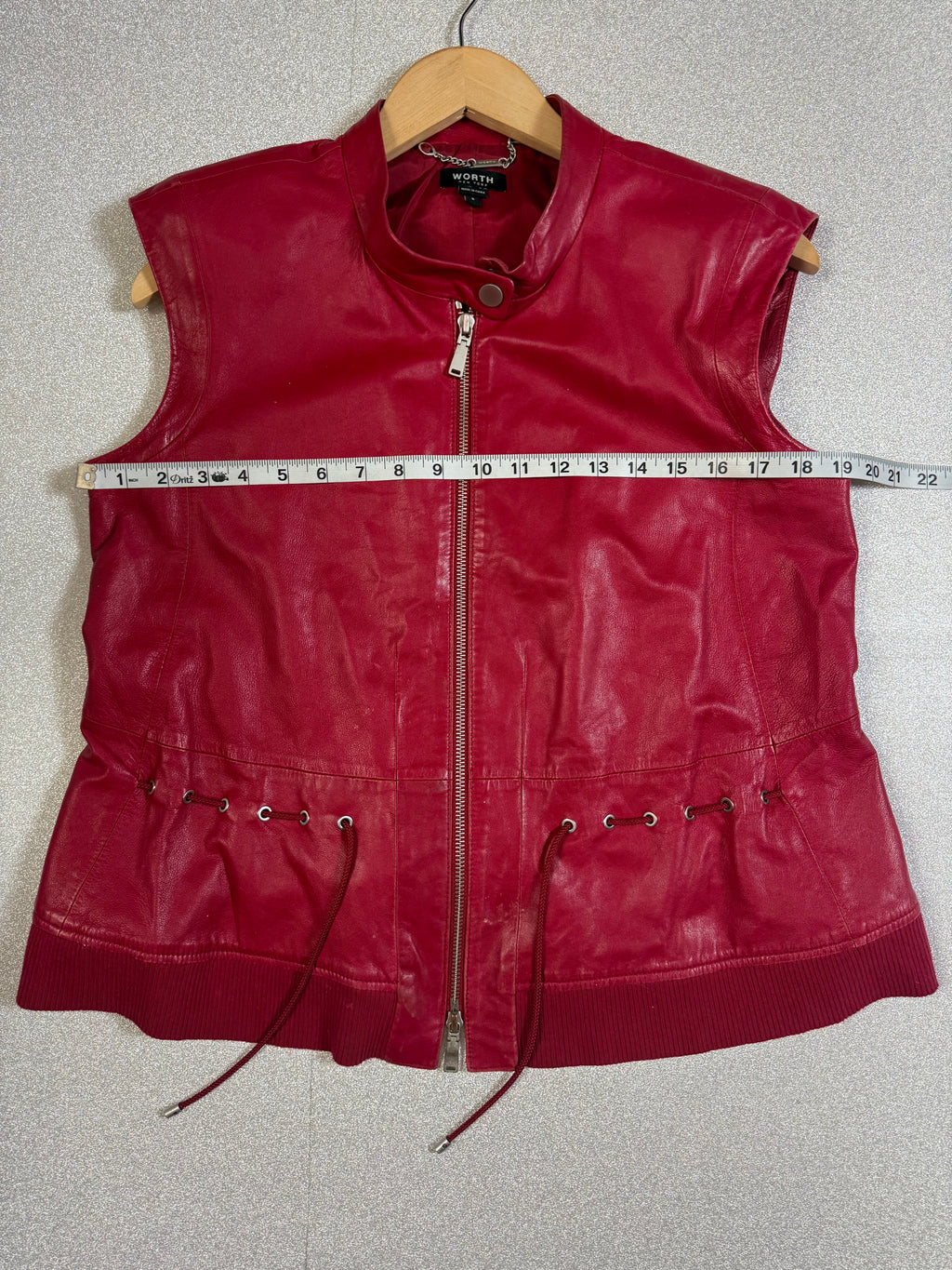 Worth 100% Leather S Red Zip Up Vest
