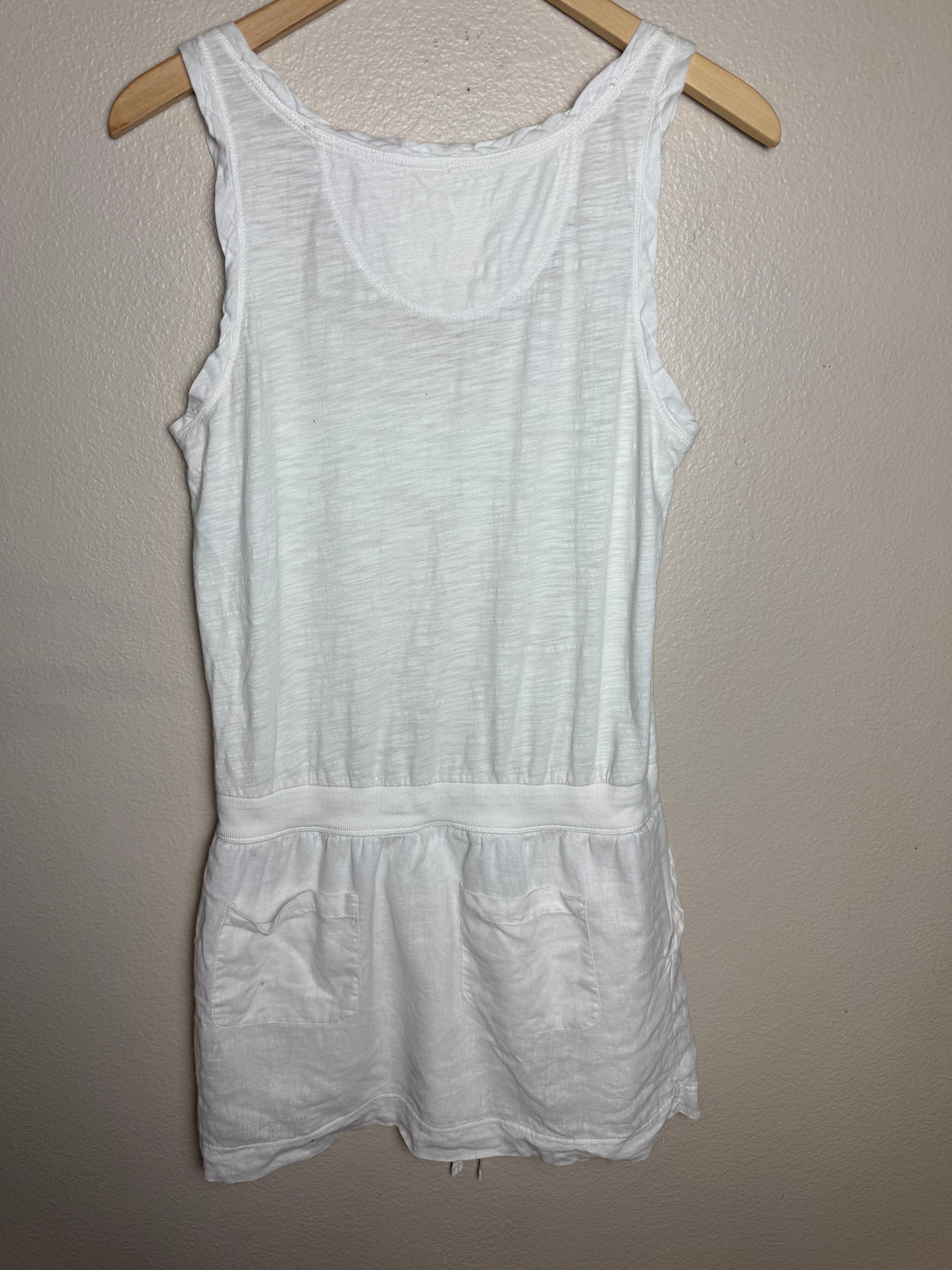 Loft 100% Cotton Upper Body 55% Linen 45% Cotton Skirt M White Tank Top Mini Dress