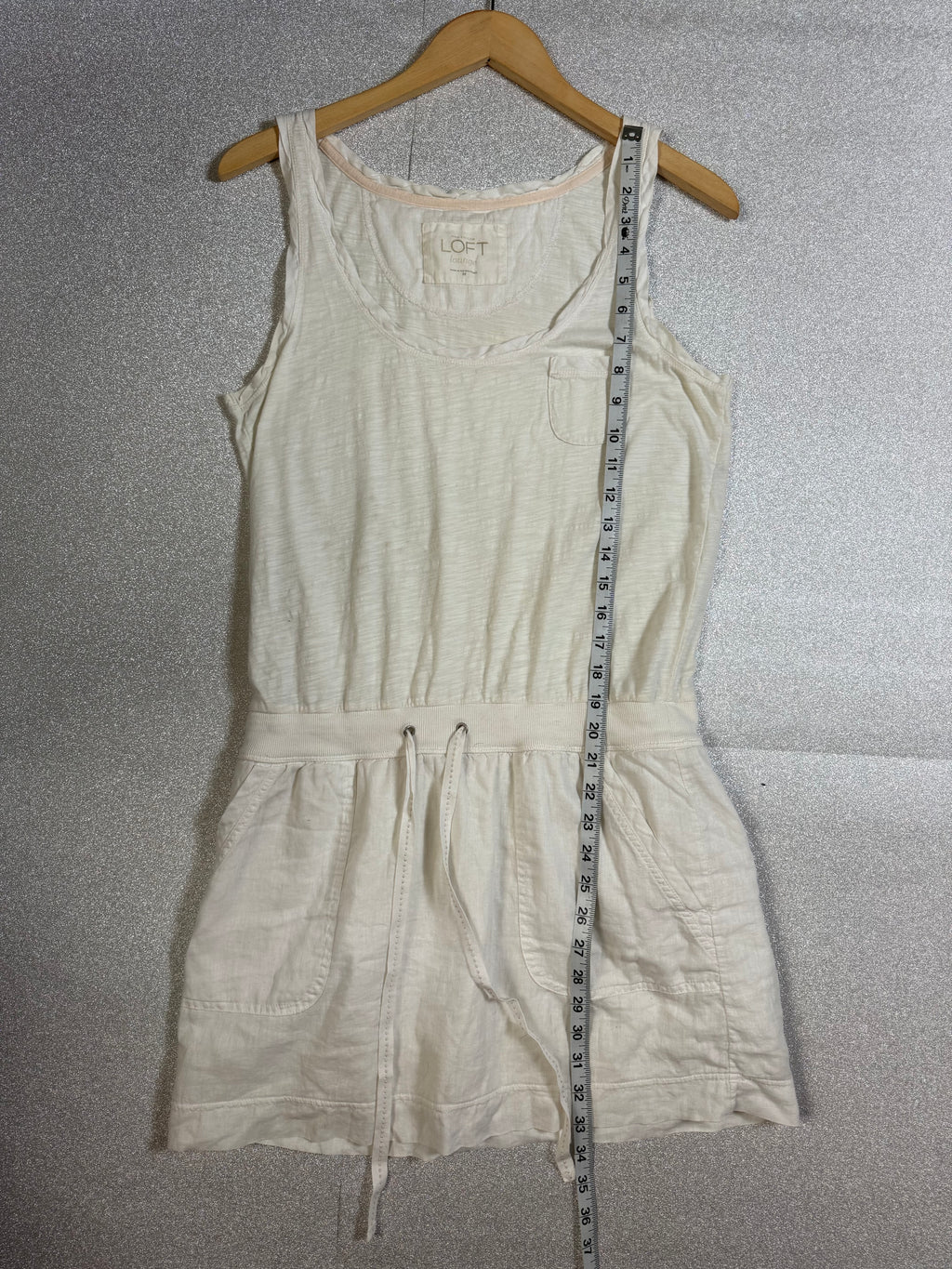 Loft 100% Cotton Upper Body 55% Linen 45% Cotton Skirt M White Tank Top Mini Dress