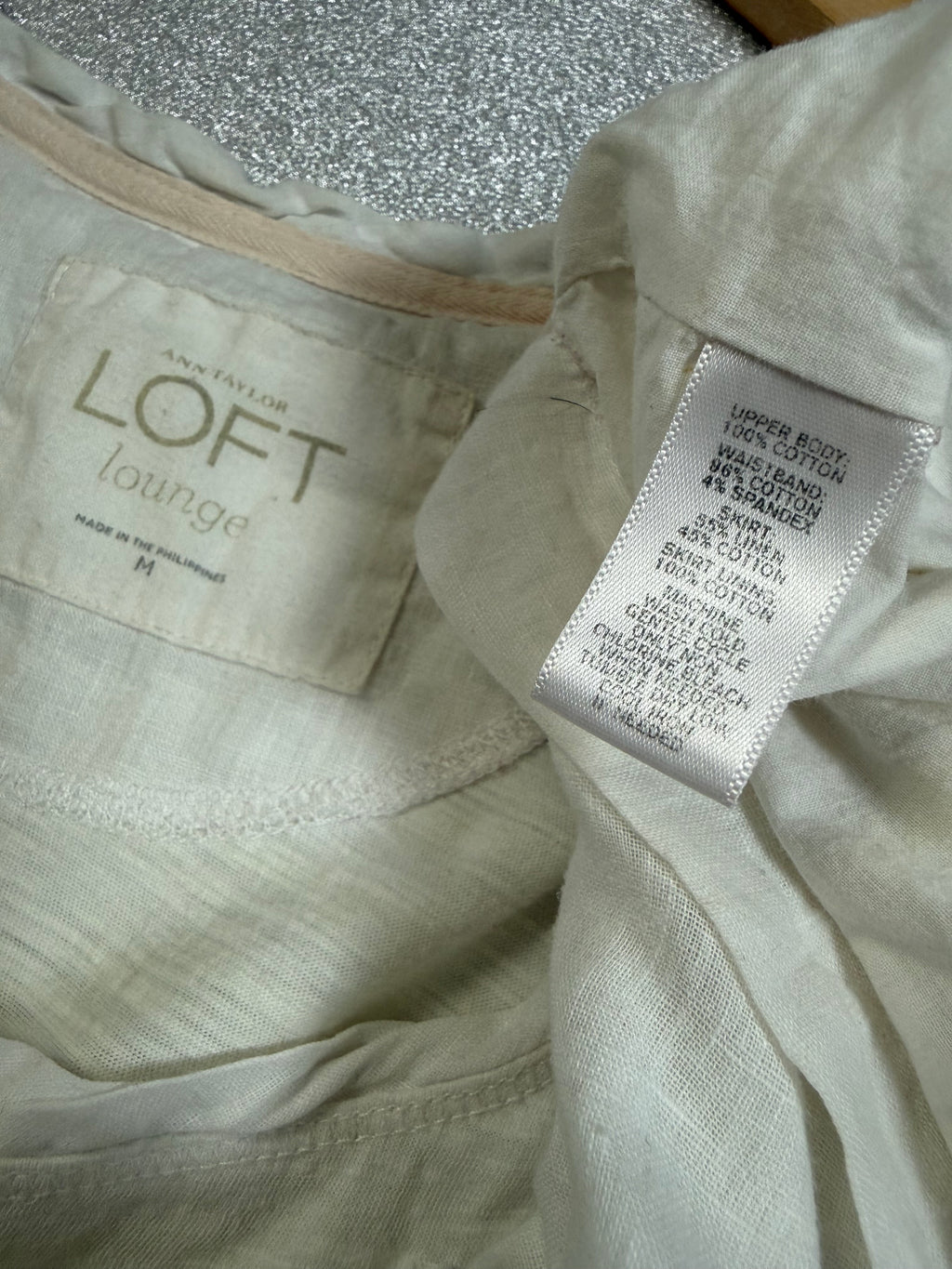 Loft 100% Cotton Upper Body 55% Linen 45% Cotton Skirt M White Tank Top Mini Dress