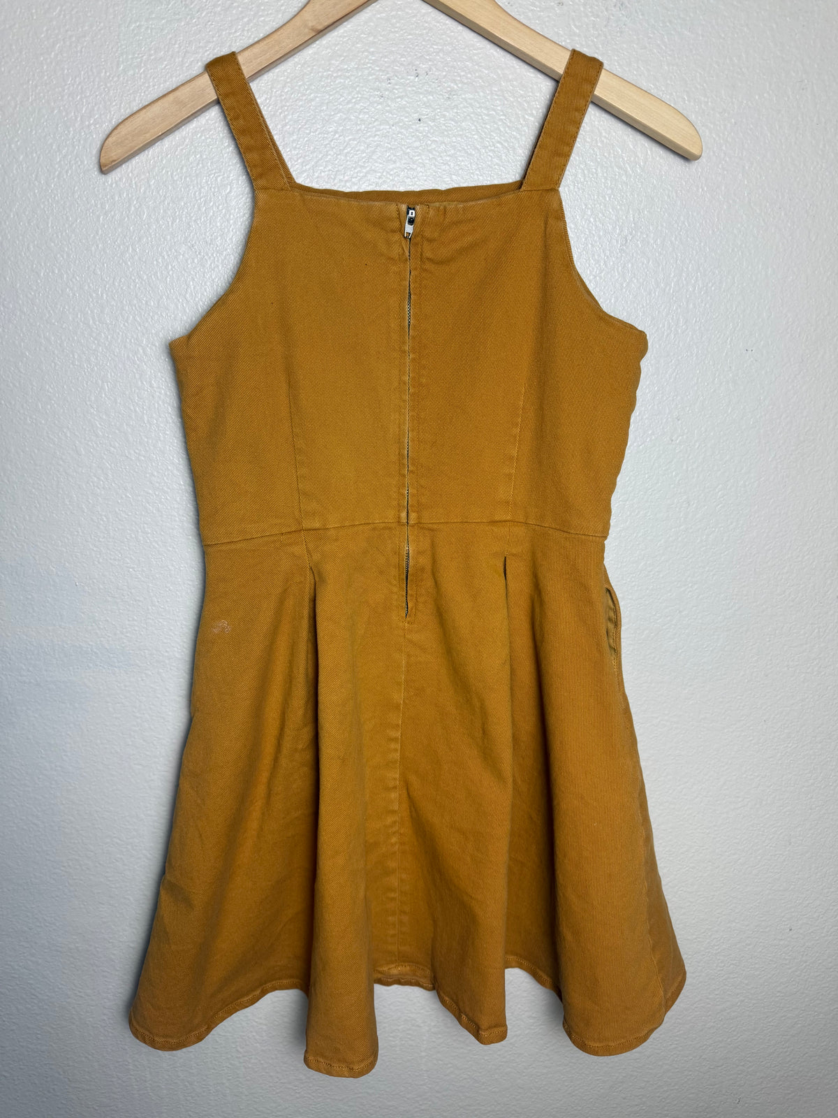 Copper Key 99% Cotton 1% Elastane XL Mustard Spaghetti Strap Mini Dress
