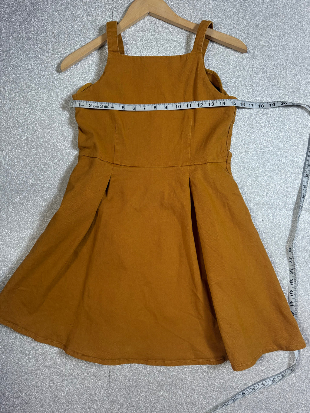 Copper Key 99% Cotton 1% Elastane XL Mustard Spaghetti Strap Mini Dress