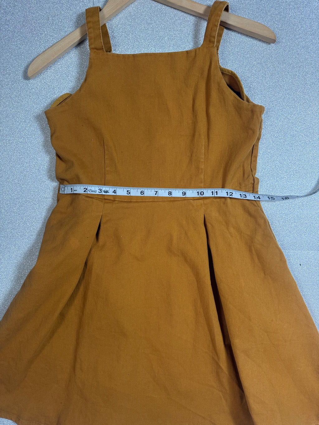 Copper Key 99% Cotton 1% Elastane XL Mustard Spaghetti Strap Mini Dress