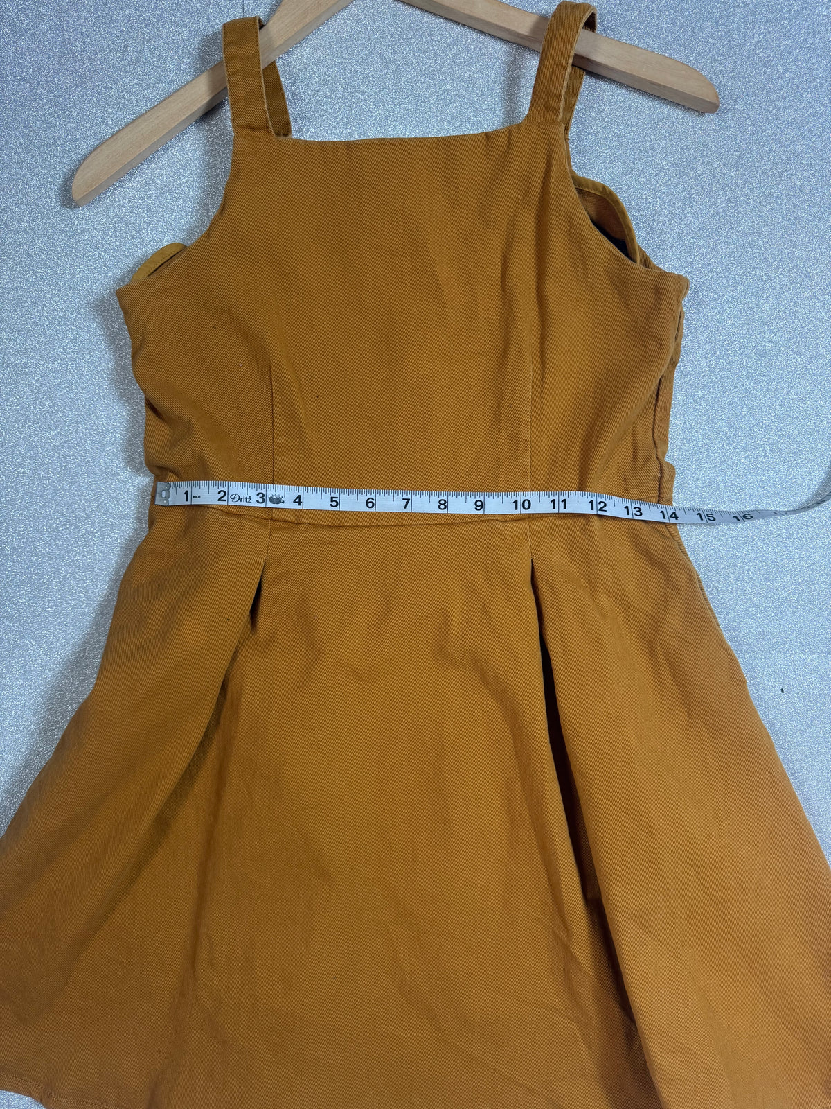 Copper Key 99% Cotton 1% Elastane XL Mustard Spaghetti Strap Mini Dress