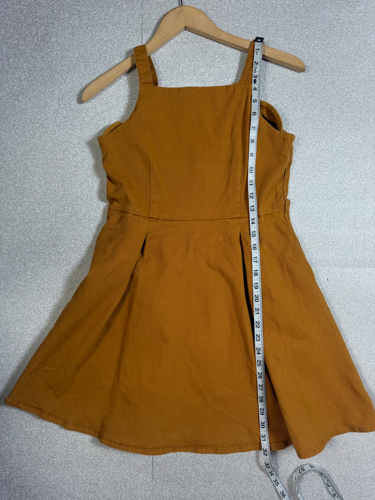 Copper Key 99% Cotton 1% Elastane XL Mustard Spaghetti Strap Mini Dress