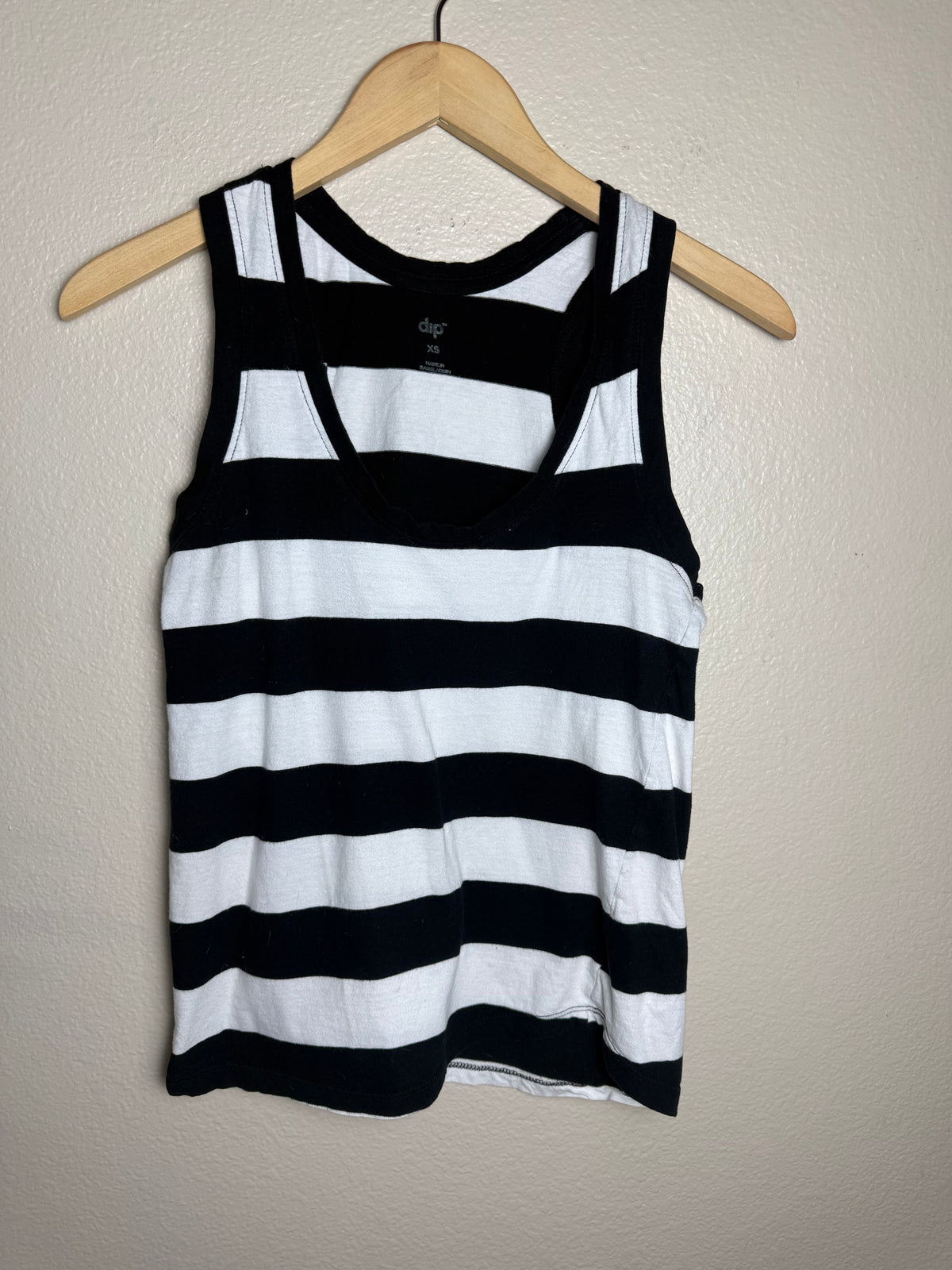 Dip 100% Cotton XS Black and White Striped Tank Top