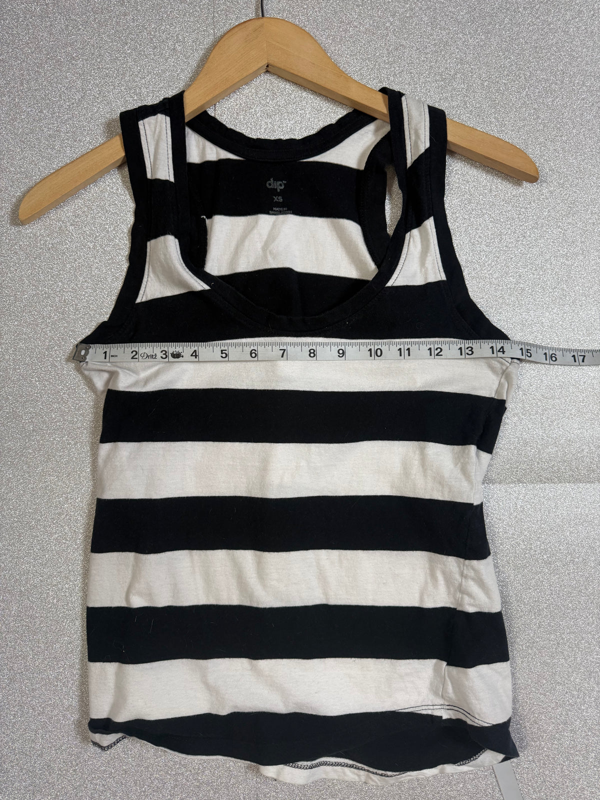 Dip 100% Cotton XS Black and White Striped Tank Top