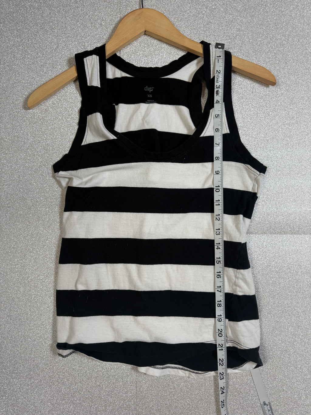 Dip 100% Cotton XS Black and White Striped Tank Top