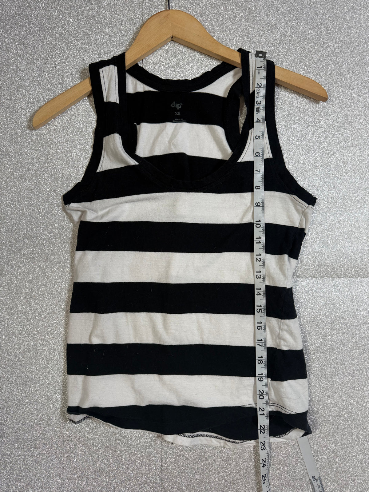 Dip 100% Cotton XS Black and White Striped Tank Top