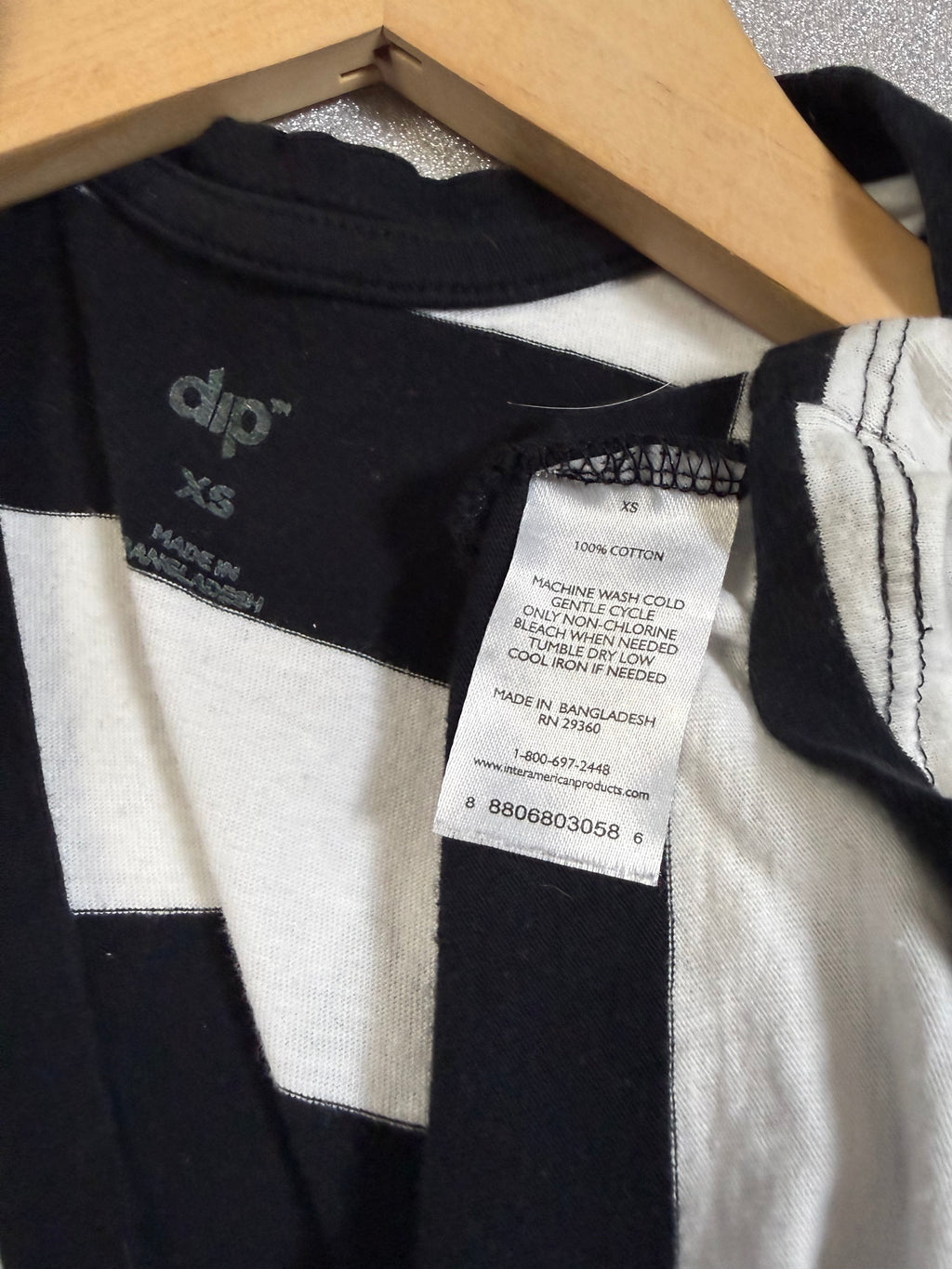 Dip 100% Cotton XS Black and White Striped Tank Top