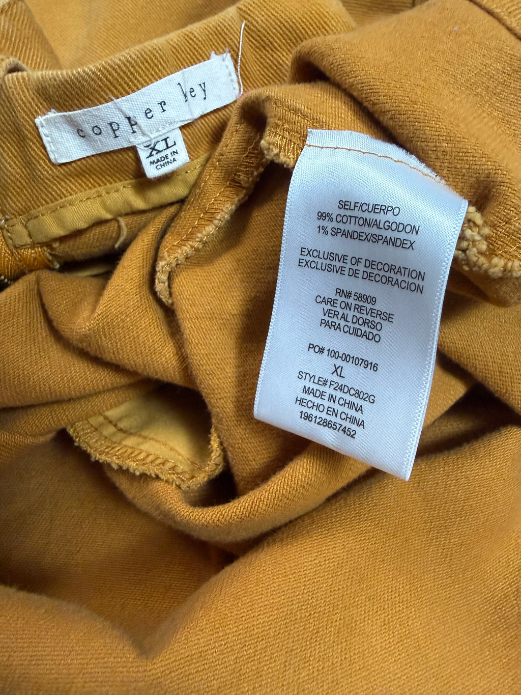 Copper Key 99% Cotton 1% Elastane XL Mustard Spaghetti Strap Mini Dress