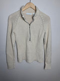 Liz Claiborne 97% Cotton 3% Other Fibers Beige and Metallic Gold Mock Neck Sweater