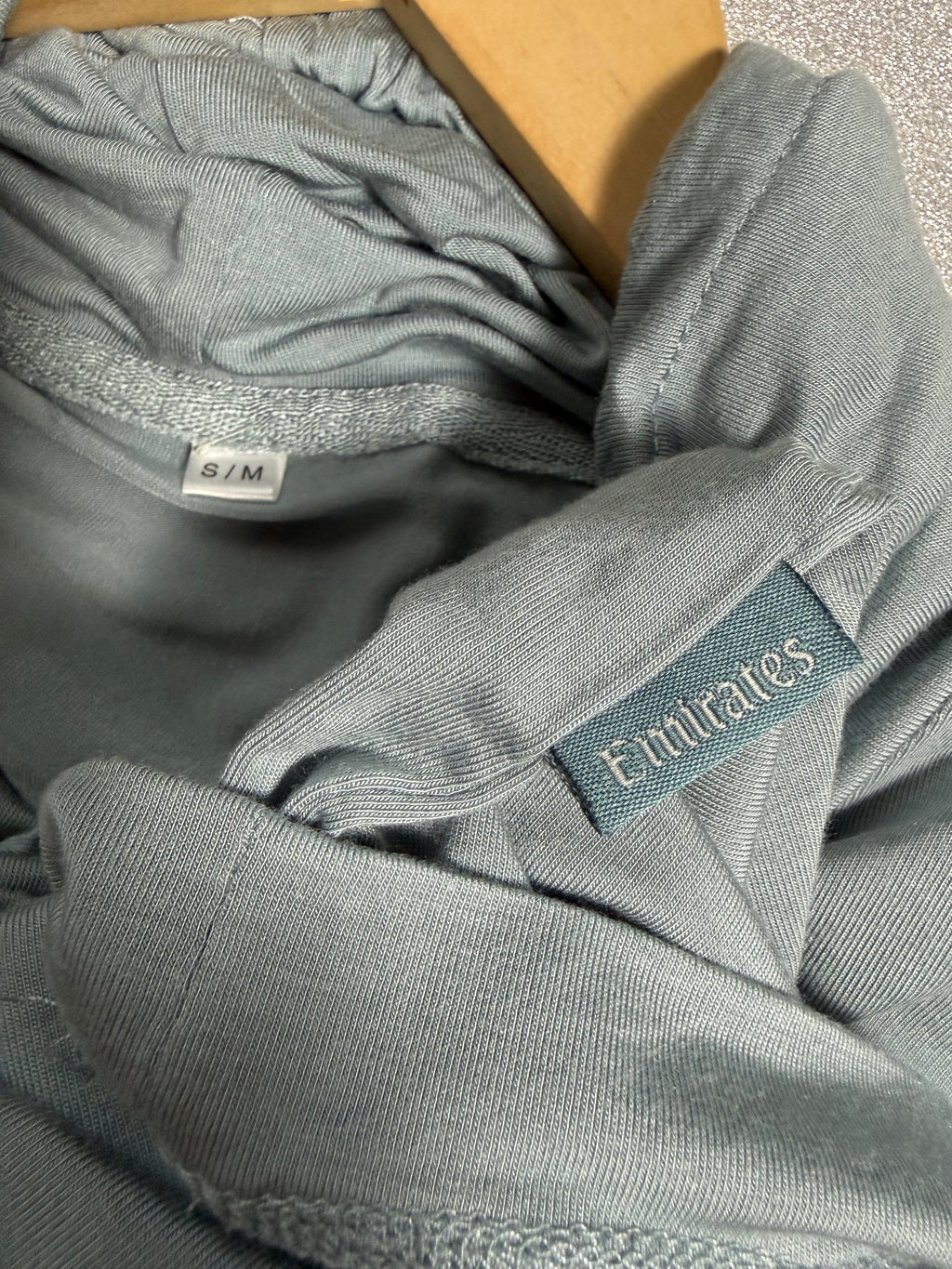 Emirates 95% Modal 5% Elastane S/M Dusty Blue Long Sleeve Cowl Neck