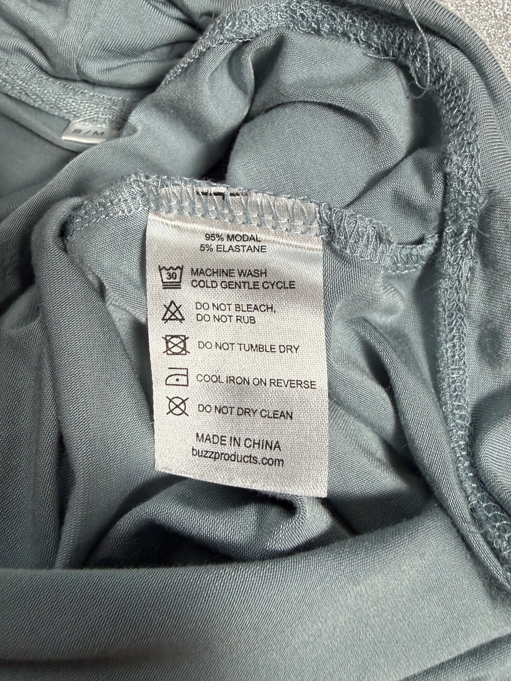Emirates 95% Modal 5% Elastane S/M Dusty Blue Long Sleeve Cowl Neck