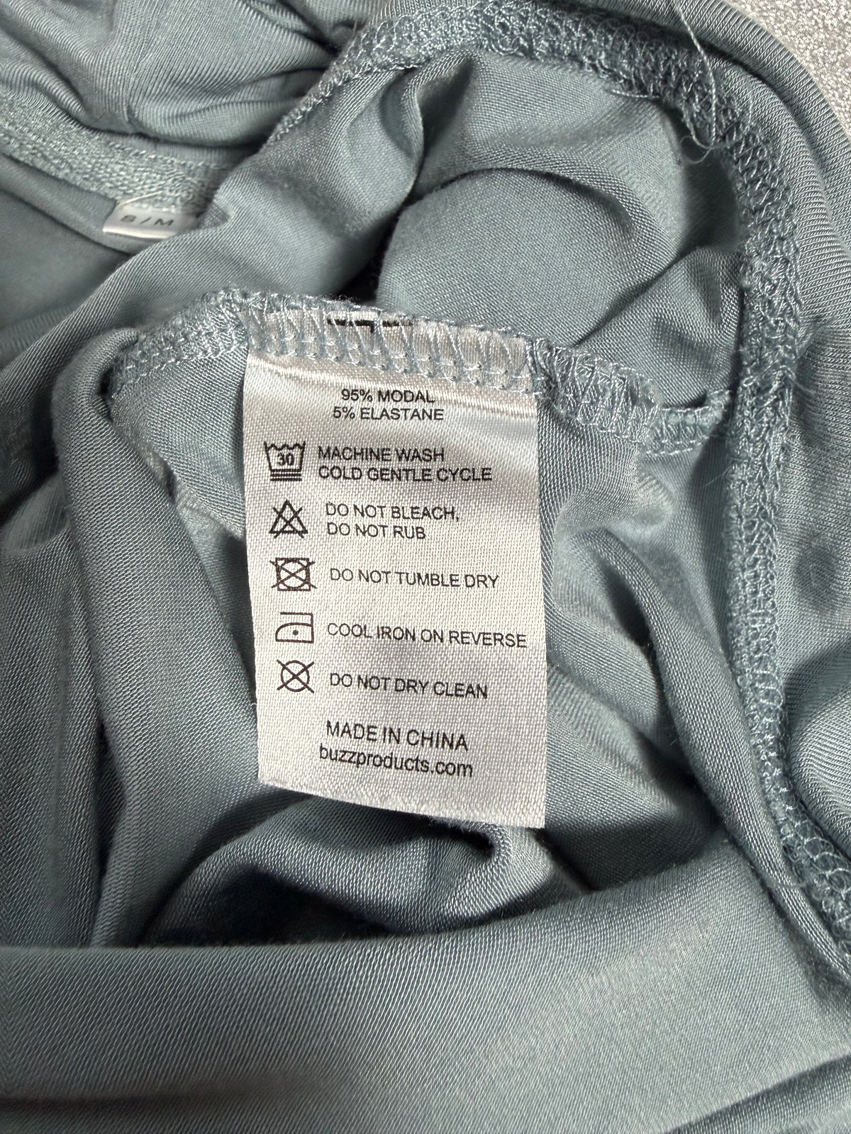 Emirates 95% Modal 5% Elastane S/M Dusty Blue Long Sleeve Cowl Neck