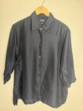 Karen Arnold 100% Silk 2X Black 3/4 Sleeve Button Down