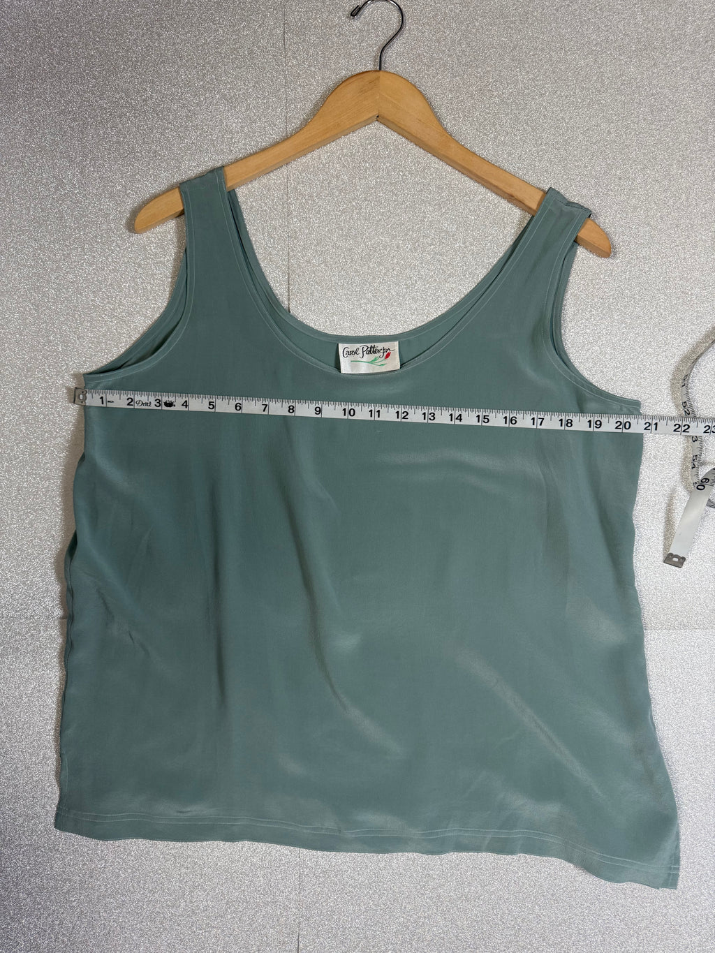 Carol Patterson 100% Silk L Dusty Light Blue Tank Top