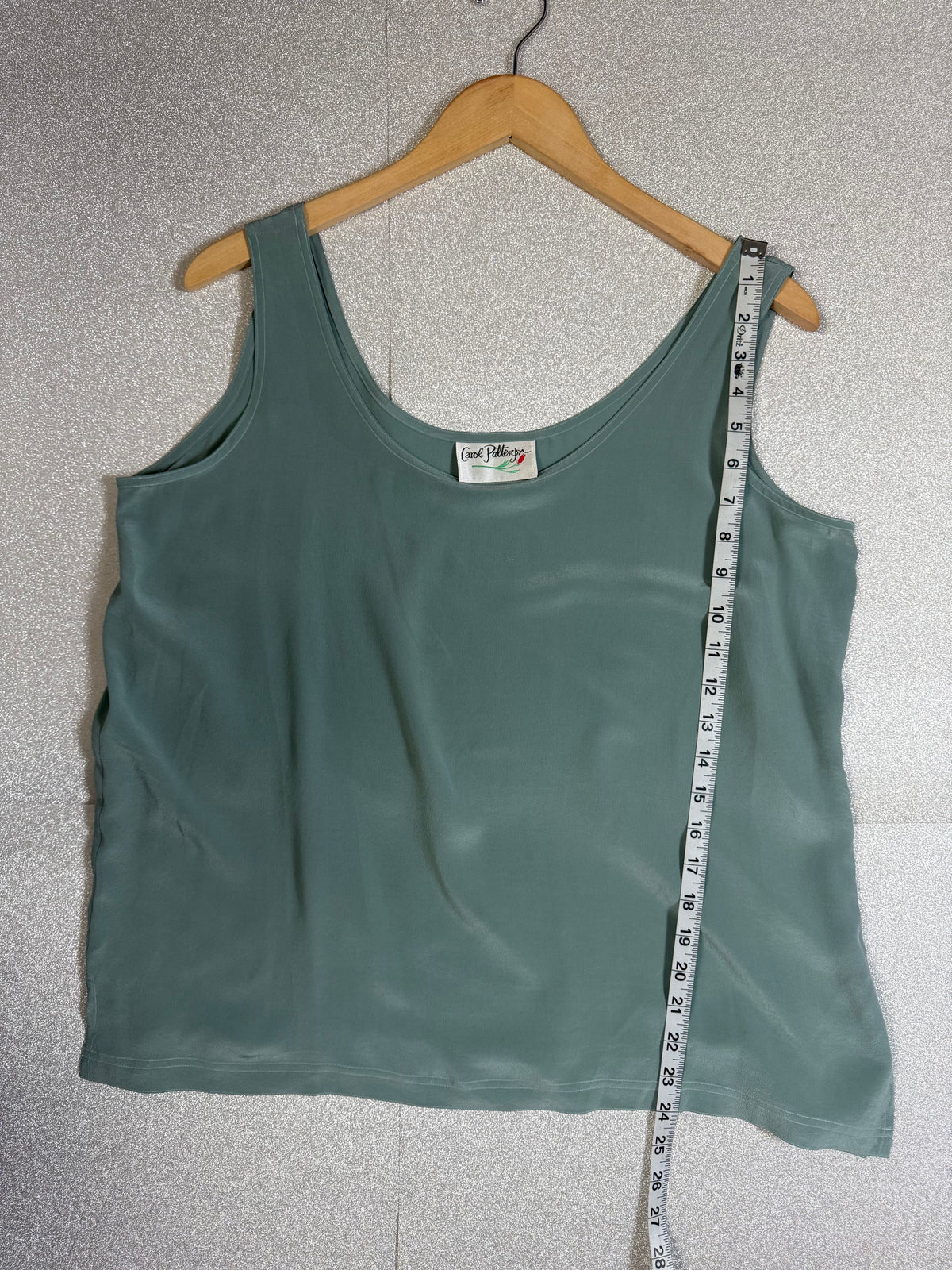 Carol Patterson 100% Silk L Dusty Light Blue Tank Top