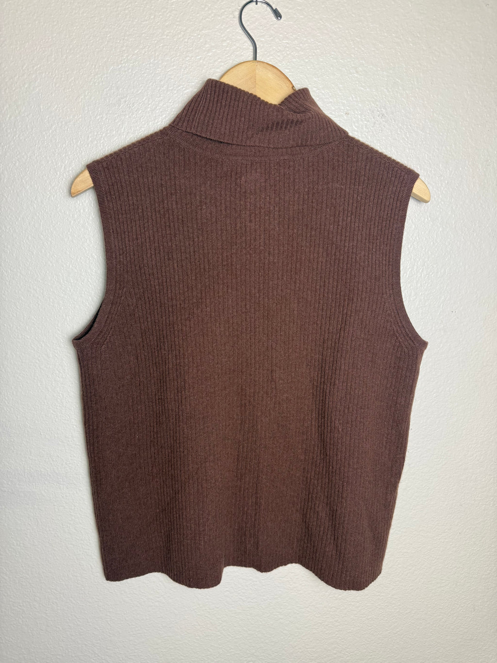 Real Comfort 100% Cashmere Brown Turtleneck Tank Top