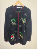 Victoria Jones 55% Ramie 45% Cotton 2X Black Christmas Sweater